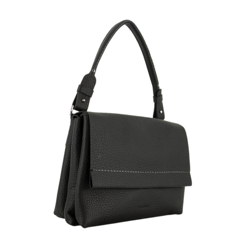 VISONA’ FLAVIA SHOULDER BAG 25142 black 100% leather MADE IN ITALY