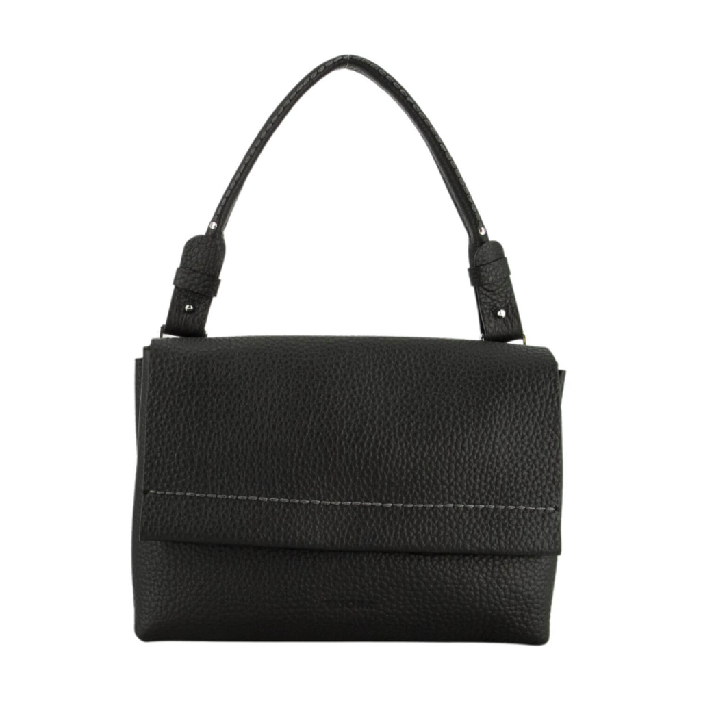 VISONA’ FLAVIA SHOULDER BAG 25142 black 100% leather MADE IN ITALY