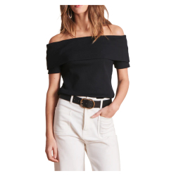 LA FEE MARABOUTEE t-shirt donna slim nera DITIC 100% cotone ecologico