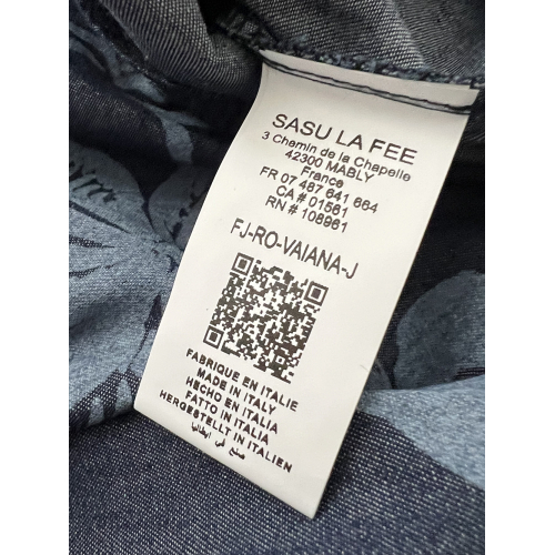 LA FEE MARABOUTEE abito donna denim leggero stampa floreale chiara VAIANA-J MADE IN ITALY
