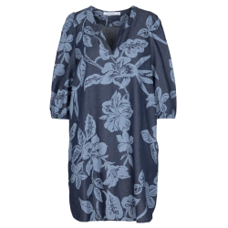 LA FEE MARABOUTEE abito donna denim leggero stampa floreale chiara VAIANA-J MADE IN ITALY