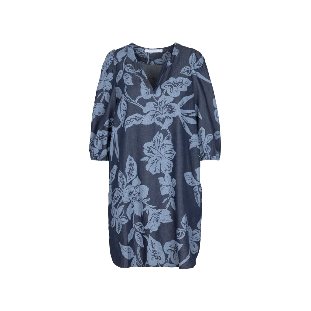 LA FEE MARABOUTEE abito donna denim leggero stampa floreale chiara VAIANA-J MADE IN ITALY LA FEE MARABOUTEE abito donna denim leggero stampa floreale chiara VAIANA-J MADE IN ITALY