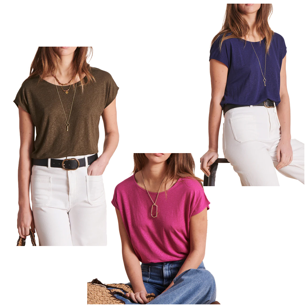 LA FEE MARABOUTEE t-shirt donna VIRANO-L 70% lyocell 30% lino LA FEE MARABOUTEE t-shirt donna VIRANO-L 70% lyocell 30% lino