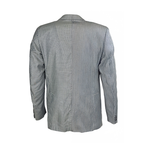 LUIGI BIANCHI unlined jacket men blue / white striped 100% cotton