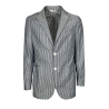 LUIGI BIANCHI giacca uomo sfoderata righe blu/ bianco 100% cotone
