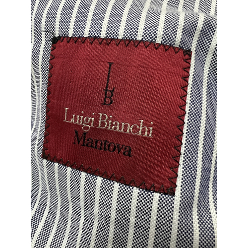 LUIGI BIANCHI unlined jacket men blue / white striped 100% cotton