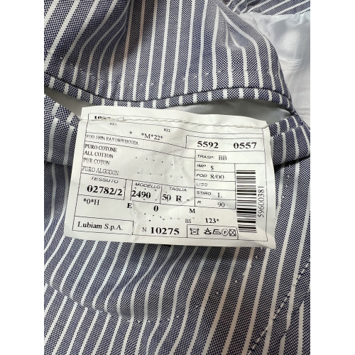 LUIGI BIANCHI unlined jacket men blue / white striped 100% cotton