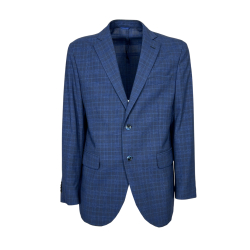 LUIGI BIANCHI giacca uomo sfoderata fresco lana principe di galles blu chiaro 2470/3 32851/3