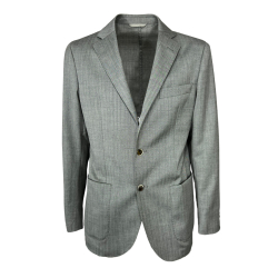 LUIGI BIANCHI giacca uomo sfoderata spinata bianco/grigio 2495/3 02557/1 100% lana vergine