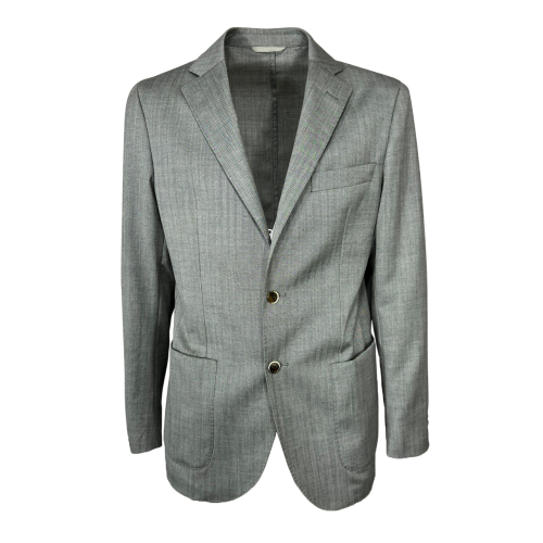 LUIGI BIANCHI giacca uomo sfoderata spinata bianco/grigio 2495/3 02557/1 100% lana vergine