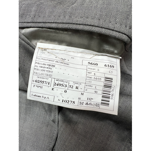 LUIGI BIANCHI men's unlined herringbone jacket white/grey 2495/3 02557/1 100% virgin wool