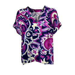 LA FEE MARABOUTEE blusa donna fuxia/nero/bianco DELON-M MADE IN ITALY