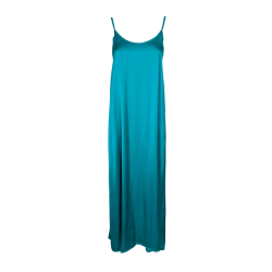 LA FEE MARABOUTEE abito donna raso verde mare VIROMA-R 100% viscosa MADE IN ITALY