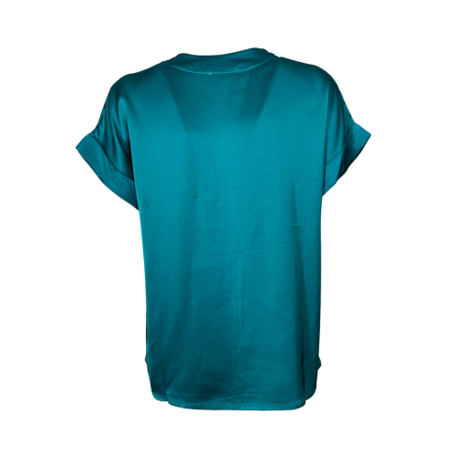 LA FEE MARABOUTEE blusa donna raso verde mare DRAGANA-R  MADE IN ITALY
