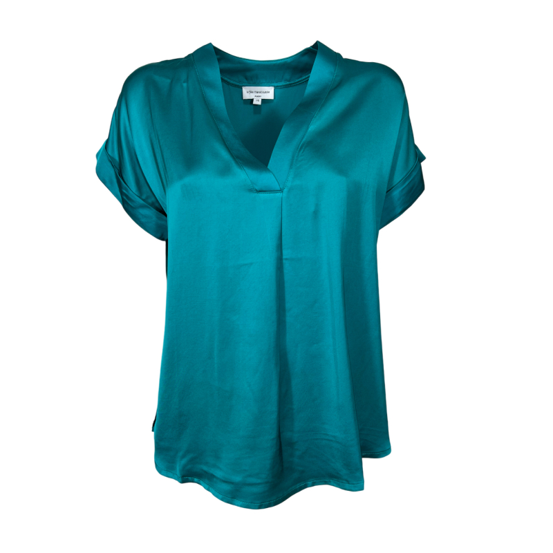 LA FEE MARABOUTEE blusa donna raso verde mare DRAGANA-R  MADE IN ITALY