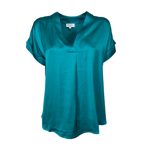 LA FEE MARABOUTEE blusa donna raso verde mare DRAGANA-R  MADE IN ITALY