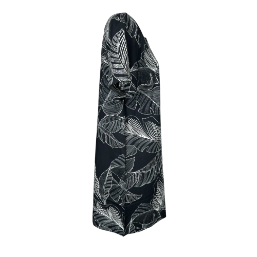 LA FEE MARABOUTEE black/white leaf pattern dress POMPEI-F MADE IN ITALY