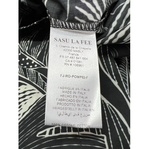 LA FEE MARABOUTEE black/white leaf pattern dress POMPEI-F MADE IN ITALY