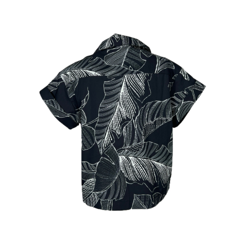LA FEE MARABOUTEE camicia crop fantasia foglie nero/bianco DELIR-F MADE IN ITALY