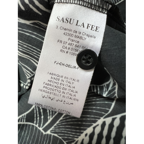 LA FEE MARABOUTEE camicia crop fantasia foglie nero/bianco DELIR-F MADE IN ITALY