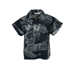 LA FEE MARABOUTE camicia crop fantasia foglie nero/bianco DELIR-F MADE IN ITALY