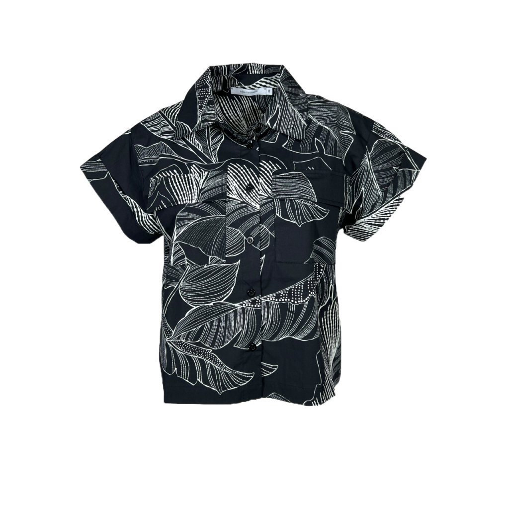 LA FEE MARABOUTE camicia crop fantasia foglie nero/bianco DELIR-F MADE IN ITALY LA FEE MARABOUTE camicia crop fantasia foglie nero/bianco DELIR-F MADE IN ITALY