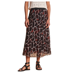 LA FEE MARABOUTEE gonna donna plisse voile stampa animalier marrone RATIA - C MADE IN ITALY