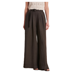 LA FEE MARABOUTEE pantalone donna palazzo lino marrone DOVE-L 100% lino MADE IN ITALY
