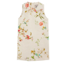SEMICOUTURE ecru linen dress floral print A-line S5SS55 SALVADORA MADE IN ITALY