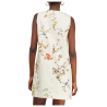 SEMICOUTURE ecru linen dress floral print A-line S5SS55 SALVADORA MADE IN ITALY