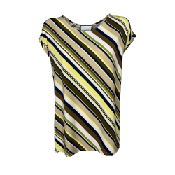THE ABITO maglia donna svasata over righe diagonali beige/lime/verde BL08JS MADE IN ITALY