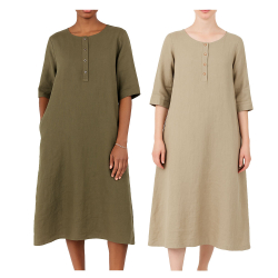 MODULA by NEIRAMI abito donna lino svasato M020LG 100% lino MADE IN ITALY