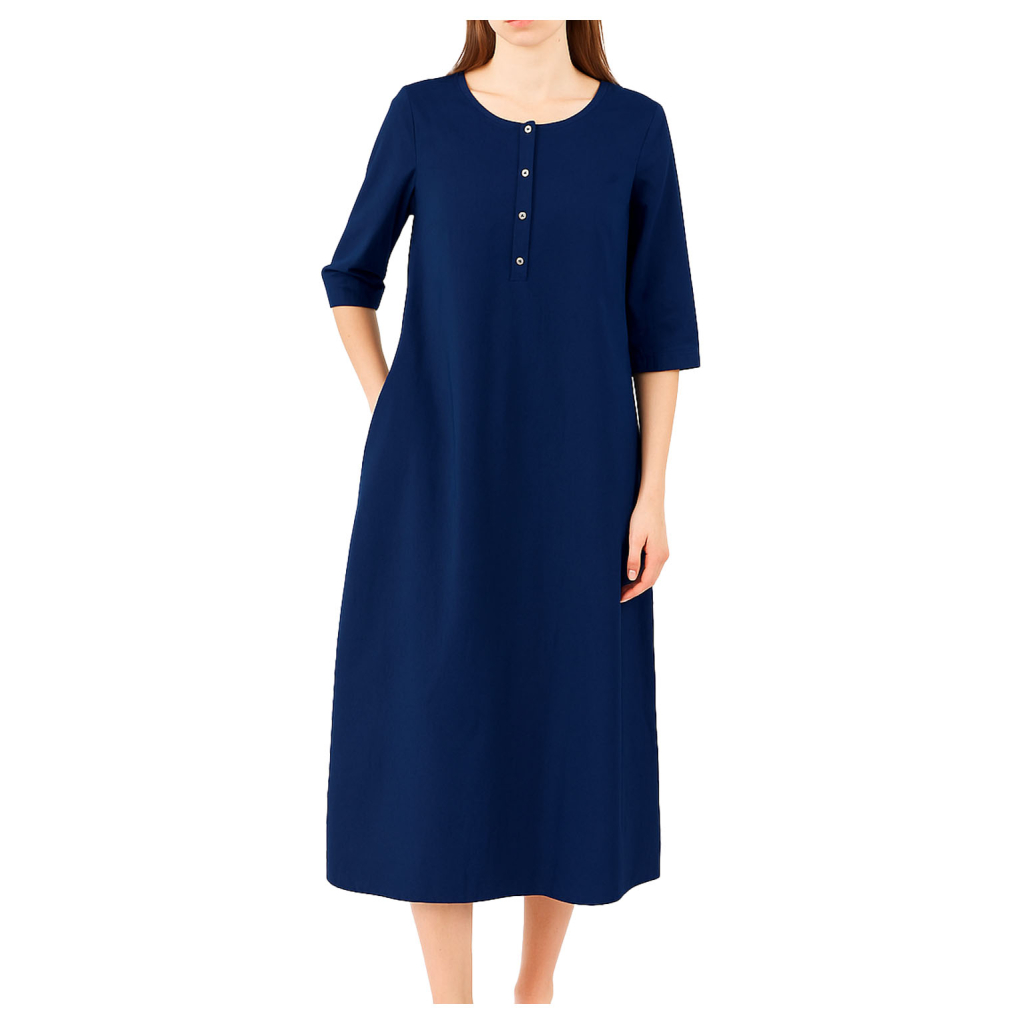 MODULA by NEIRAMI abito donna cotone blu svasato M020PP 100% cotone MADE IN ITALY MODULA by NEIRAMI abito donna cotone blu svasato M020PP 100% cotone MADE IN ITALY