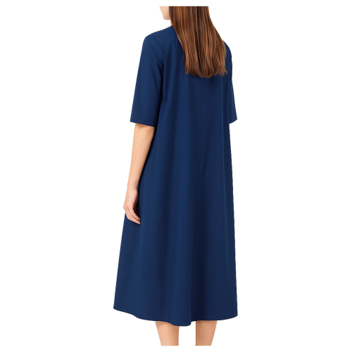 MODULA by NEIRAMI abito donna cotone blu svasato M020PP 100% cotone MADE IN ITALY