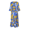 030 women's dress voile cotton light blue mustard/white flower pattern NICE FA1 MADE IN ITALY