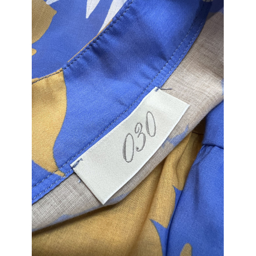030 women's dress voile cotton light blue mustard/white flower pattern NICE FA1 MADE IN ITALY