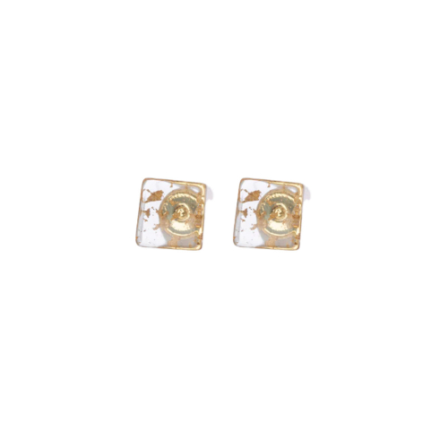 SODINI Orecchini a piccolo cubo Kaaba Bianco/Oro 832123D