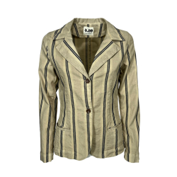 4.10 by BottegaChilometriZero giacca donna slim beige righe nero DD25265 MADE IN ITALY