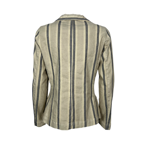4.10 by BottegaChilometriZero giacca donna slim beige righe nero DD25265 MADE IN ITALY