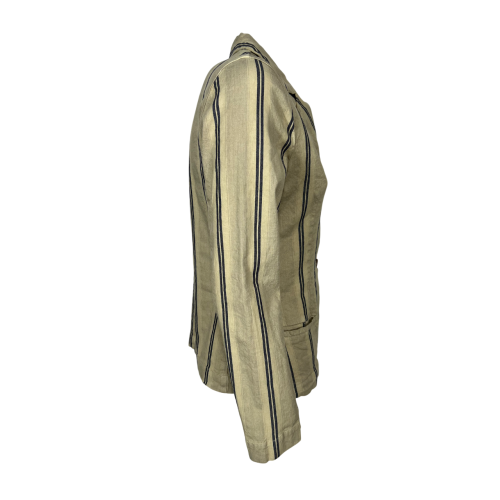 4.10 by BottegaChilometriZero giacca donna slim beige righe nero DD25265 MADE IN ITALY