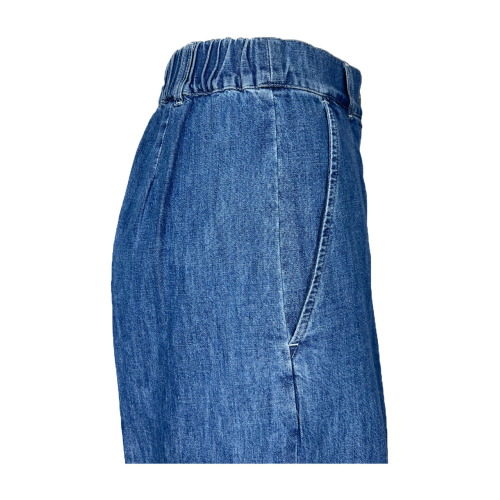 4.10 by BottegaChilometriZero pantalone donna palazzo chambray leggero denim chiaro DD24663 MADE IN ITALY