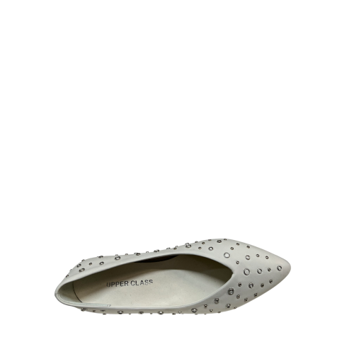 UPPER CLASS ballerina pelle bianca con borchie argento a punta 4101 MADE IN ITALY