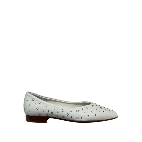 UPPER CLASS ballerina pelle bianca con borchie argento a punta 4101 MADE IN ITALY