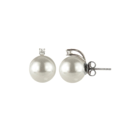 Orecchini con grande perla e zircone Pearl - Bianco 290424