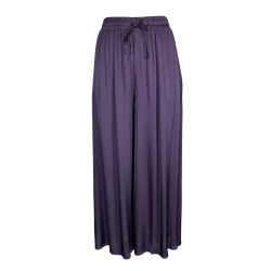 HUMILITY pantaloni donna ampi raso viscosa prugna BRISTOM-U MADE IN ITALY