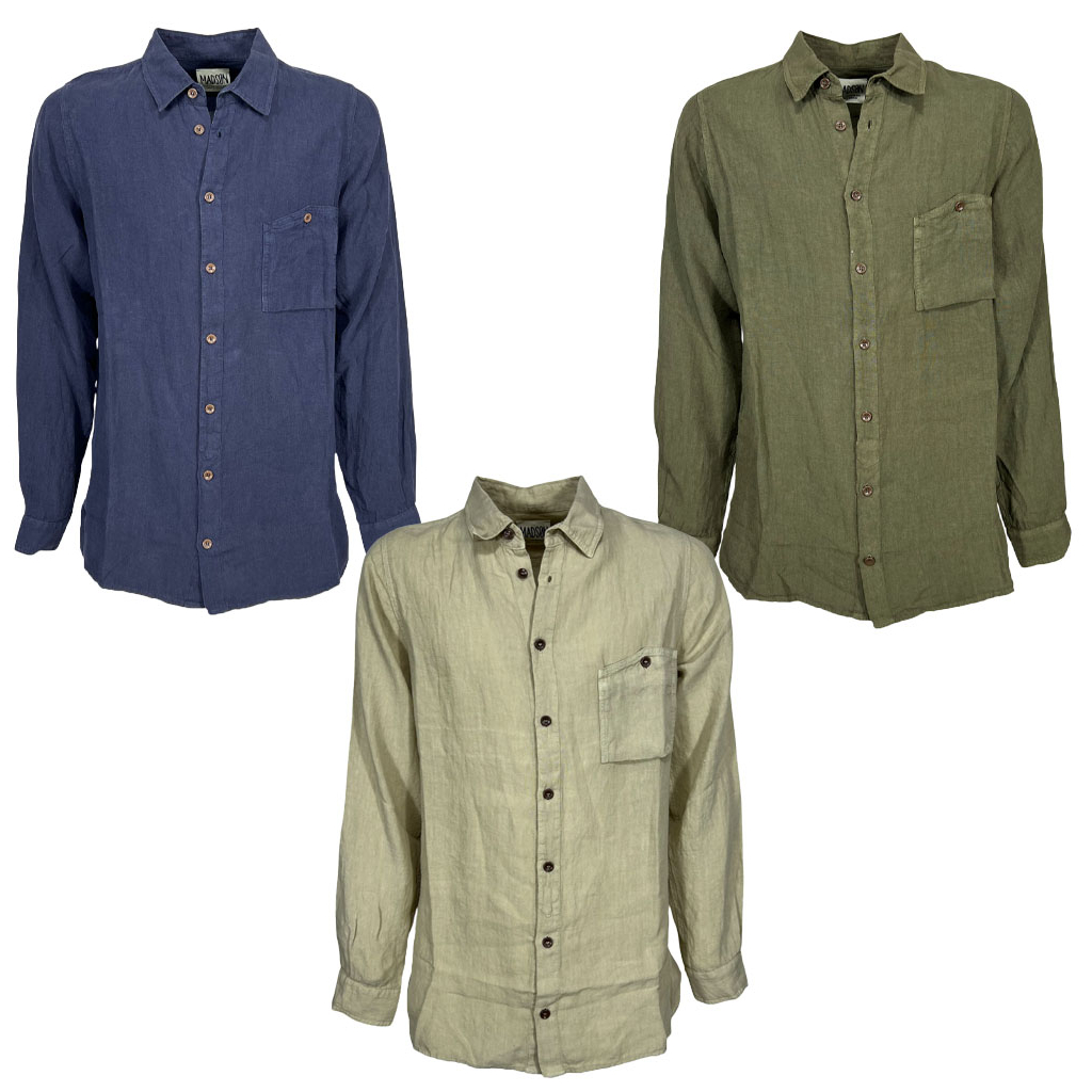 MADSON by BottegaChilometriZero men's linen shirt DU25947 MADE IN ITALY