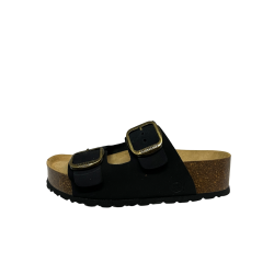 BIO BIO FOOTWEAR ciabatta nera eco suede PAULA 100% ecopelle MADE IN SPAIN
