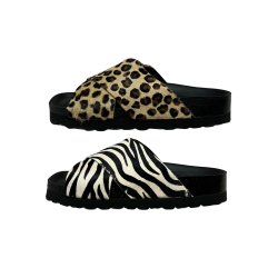 BIO BIO FOOTWEAR ciabatta donna eco cavallino animalier KALIM 100% ecopelle MADE IN SPAIN
