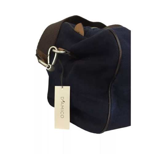 D'AMICO borsa weekend unisex blu 100% canvas tinta unita