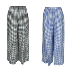 NEIRAMI pantalone donna palazzo cropped vichy BL12MA MADE IN ITALY